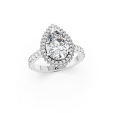 Pear Diamond Halo Pave Set Ring