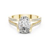 Oval Cut Split Shank Pave Anniversary Ring