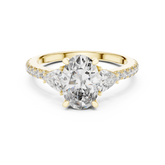 Oval Cut Lab Grown Diamond Three Stone Trillion Ring