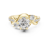 Round Diamond Crossover Twist Engagement Ring
