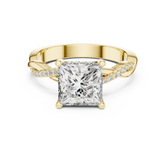 Princess Cut Hidden Halo Twisted Ring