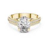 Oval Diamond Two-Row Pave Tapered Wedding Ring