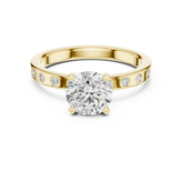 Round Diamond Flush Set Accent Engagement Ring