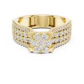 Multi Row Round Brilliant Cluster Engagement Ring