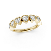 Bezel Set Heart Diamond Half Eternity Band