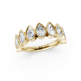 Bezel Set Pear Diamond Half Eternity Band
