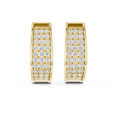 Triple Row Pave Diamond Huggie Hoop Earrings