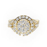 Round Diamond Composite Halo Ring with Intertwined Triple Row Pave Band