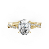 Oval Cut Diamond Twisted Infinity Ring With Half-Pavé Shank