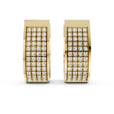 Wide Pave Diamond Huggie Hoop Earrings