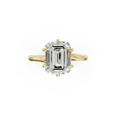 Emerald Diamond Bypass Shank Solitaire Ring