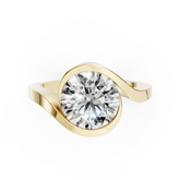 Round Cut Diamond Bypass Bezel Engagement Ring