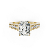 Radiant Cut Diamond with Pavé Bridge Hidden Halo Ring