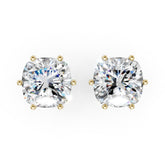 Cushion Cut Lab Diamond Six Prong Crown Stud Earrings