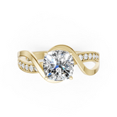 Cushion Cut Diamond Bypass With Ribbon Wrap Set Ring