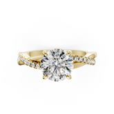 Round Cut Diamond Twisted Infinity Ring With Half-Pavé Shank