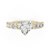Heart Cut Diamond With Scalloped Graduated Shank Ring