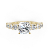 Cushion Cut Diamond With Scalloped Graduated Shank Ring