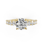 Round Cut Diamond With Scalloped Graduated Shank Ring