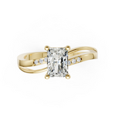 Radiant Cut Diamond Bypass Shank Pave Engagement Ring