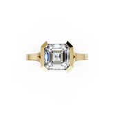Asscher Cathedral Half Bezel Solitaire Ring