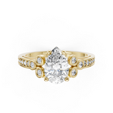 Pear Cut Diamond With Bezel Cluster & Scroll Gallery Ring