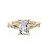 Radiant Cut Diamond Twisted Infinity Ring With Half-Pavé Shank
