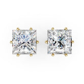 Princess Cut Lab Diamond Six Prong Crown Stud Earrings