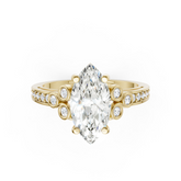 Marquise Cut Diamond With Bezel Cluster & Scroll Gallery Ring