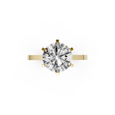 Round Cut Six Prong Cathedral Ring