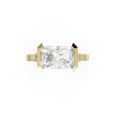 Radiant Cathedral Half Bezel Solitaire Ring