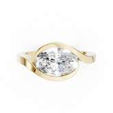 Oval Cut Diamond Bypass Bezel Engagement Ring