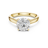 Round Cut Cathedral Solitaire Ring With Hidden Pave Bridge