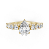 Pear Cut Diamond With Scalloped Graduated Shank Ring