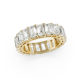 Emerald Diamond Shared Prong Eternity Band