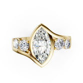 Unique Five-Stone Marquise And Round Diamond Ring