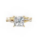 Princess Cut Diamond Twisted Infinity Ring With Half-Pavé Shank