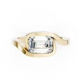 Emerald Cut Diamond Bypass Bezel Engagement Ring