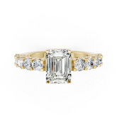Emerald Cut Diamond With Scalloped Graduated Shank Ring