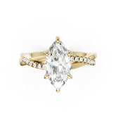 Marquise Cut Diamond Twisted Infinity Ring With Half-Pavé Shank