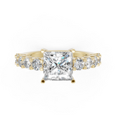 Princess Cut Diamond With Scalloped Graduated Shank Ring