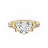 Heart Cut Diamond With Bezel Cluster & Scroll Gallery Ring