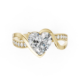 Heart Cut Diamond Bypass With Ribbon Wrap Set Ring