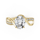 Oval Cut Diamond Bypass With Ribbon Wrap Set Ring