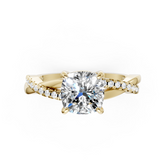 Cushion Cut Diamond Twisted Infinity Ring With Half-Pavé Shank
