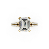 Emerald Diamond Double Band Engagement Ring