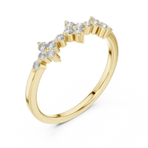 Round Cut Diamond Floral Cluster Stackable Bnad