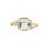 Emerald Diamond Bypass Shank Ring