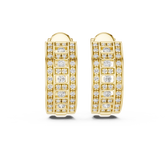 Multi Row Brilliant Lattice Diamond Hoops Earrings