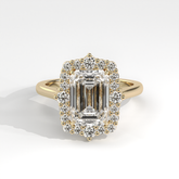 Emerald Cut Diamond Scalloped Halo Anniversary Ring